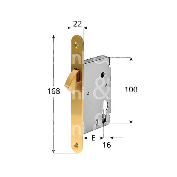 Agb b007025003 serratura infilare a gancio rientrante e 50 ambidestra per porte interne ottonata foro sagomato