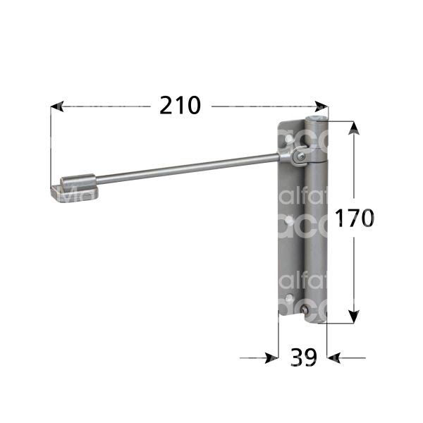 Aldeghi 114cs17s spingiporta ercole art. 114 acciaio cromo satinato mano sx l mm 225 h mm 170