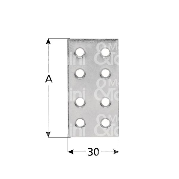 Aldeghi 170z06 lastrina giunzione diritta forata art. 170az06 acciaio zincato sezione rettangolare l mm 60 h mm 30 spessore mm 2