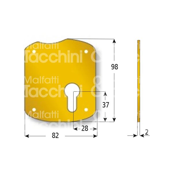 Azzi fausto playsxab mostrina foro sagomato alluminio bronzato sx mm 82 x 98