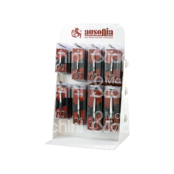 Ausonia 13993 espositore forbici art. 13993 multiuso misura pollici 3,5 - 4 - 4,5 - 5 - 5,5 - 6,5 - 7 manico cromato set pz 33