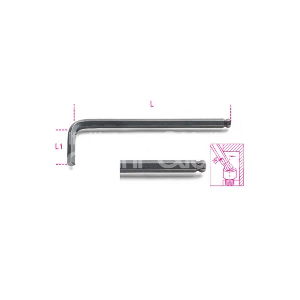 Beta 000960960 chiave esagonale maschio piegata sferica art. 96 bp misura mm 1,5 nera