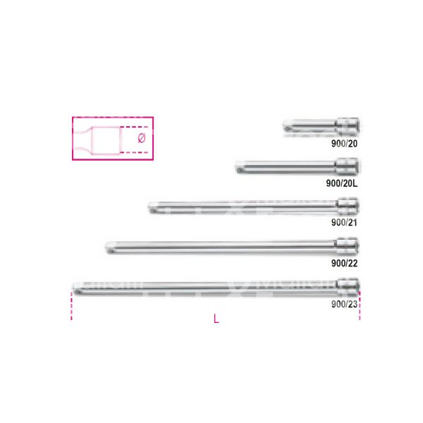 Beta 009000818 prolunga per chiavi a bussola art. 900/20 pollici femmina 1/4 pollici - pollici maschio 1/4 pollici - l mm 50
