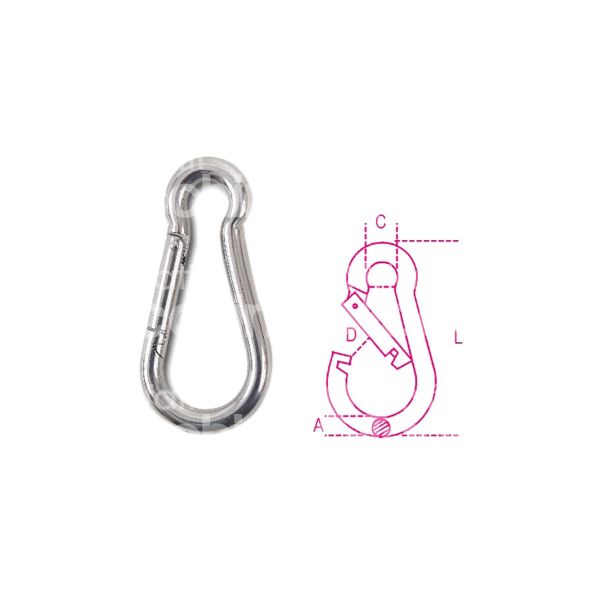 Beta 082740210 moschettone pompiere art. 082740210 inox aisi 316 Ø mm 10 - l mm 100 portata kg 120
