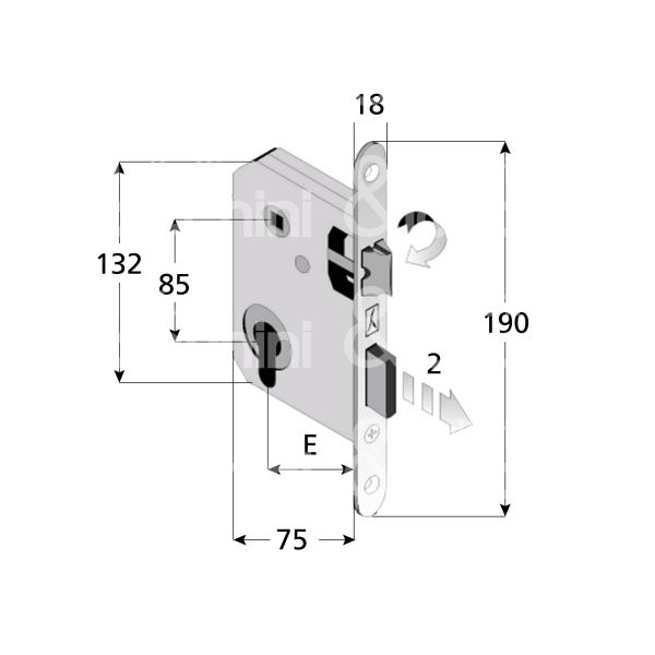 Bonaiti serrature 48290050+e serratura meccanica bordo tondo e 50 int. man. 85 scrocco piÙ catenaccio bronzata