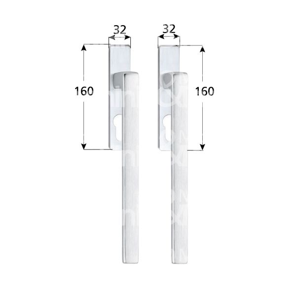 Brialma 402000529 coppia maniglioni art. 19200 alluminio argento foro yale sezione quadrata interasse mm 69 fissaggio mm 80