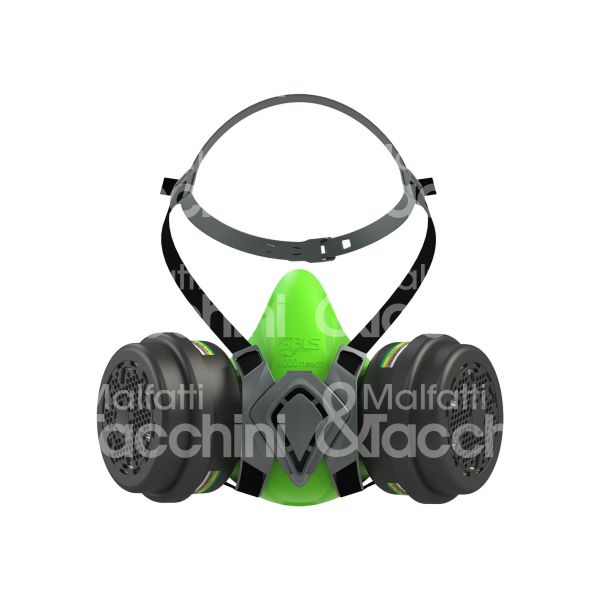 Bls 8002073 kit semimaschera bls 4400 next materiale silicone colore nero/verde livello di protezione abek 1p3 r gas-vapori organici e inorganici-acidi-ammoniaca-polvere-acido fluoridrico filtro bls 222
