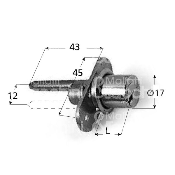 Cas 2a34 serratura per cassetto con perno Ø 17 lunghezza mm 20 ambidestra chiave piatta kd rotazione 360° 2 estrazione cromata