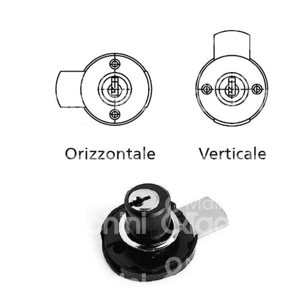 Cas 3/s-an serratura per anta a catenaccio Ø 17 lunghezza mm 20 ambidestra chiave piatta kd rotazione 360° 2 estrazione nero