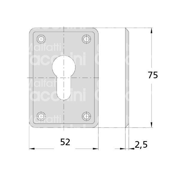 Cisa 06043000 bocchetta foro sagomato ottone lucido mm 52 x 75
