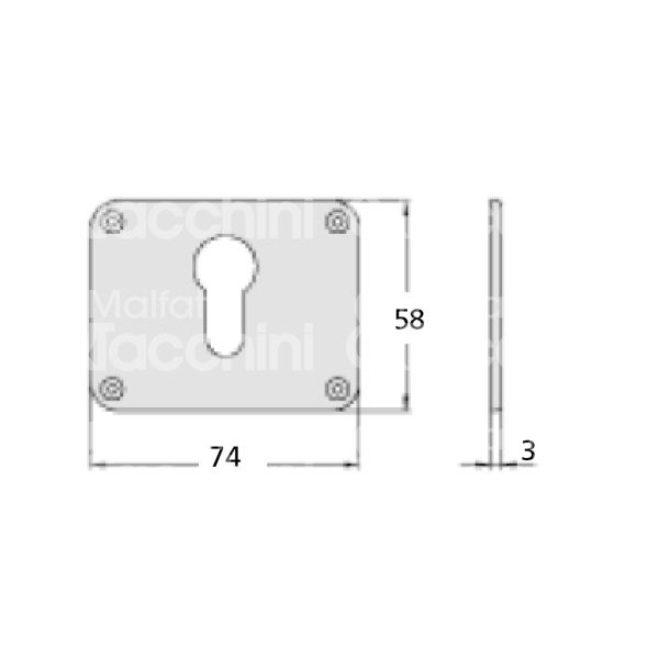 Cisa 06141560 bocchetta nylon foro sagomato nero mm 58 x 74