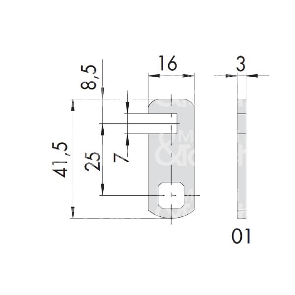 Cisa 06411010  levetta ricambio lunghezza mm 33,5 zincata