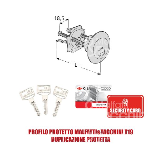 Cisa 0n510000n1 cilindro per ferroglietto staccato c3000 110 mm chiave protetta m&t profilo c3000 t19 cifratura kd nichel satinato
