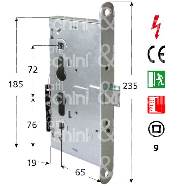 Cisa 13110650 elettroserratura laterale per maniglioni antipanico quadro entrata 65 int. man. 72