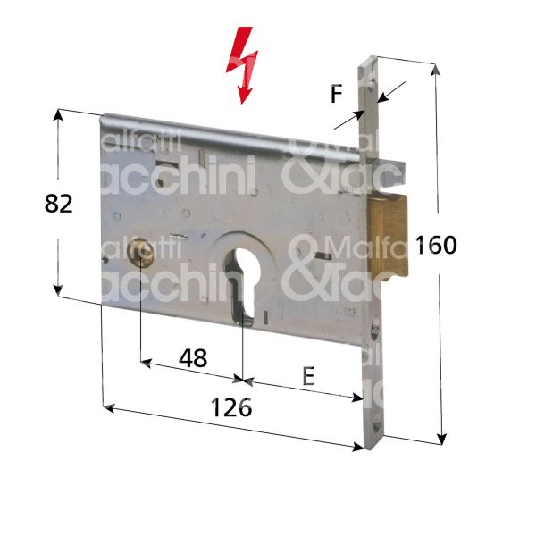 Cisa 14017601 elettroserratura per fasce laterale e 60 dx foro sagomato senza mandate frontale 16 x 160
