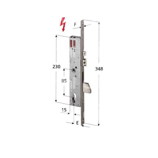 Cisa 16215250 elettroserrature per montante laterale e 25 ambidestra foro sagomato 1 mandate frontale 22 x 348
