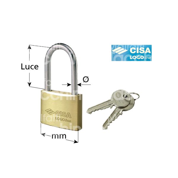 Cisa 21011300 lucchetto ad arco lungo logo line mm 30 chiave piatta cifratura kd