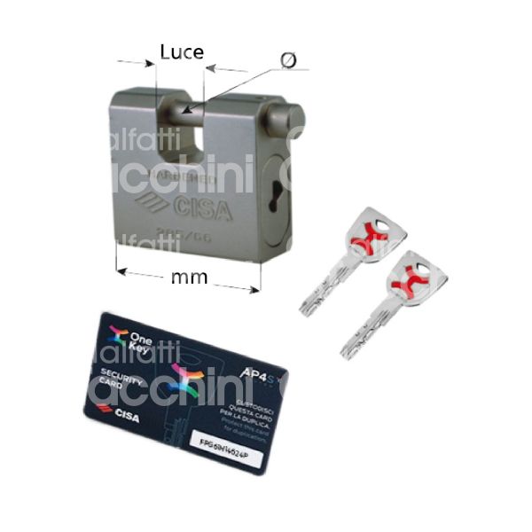 Cisa 2855p660 lucchetto per serranda corazzato mm 66 chiave ap 4 cifratura kd