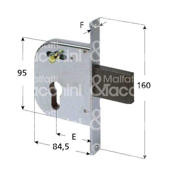 Cisa 42032500 serratura per cancello impennata scrocco con mandata e 50 ambidestra cilindro sagomato 1 mandate