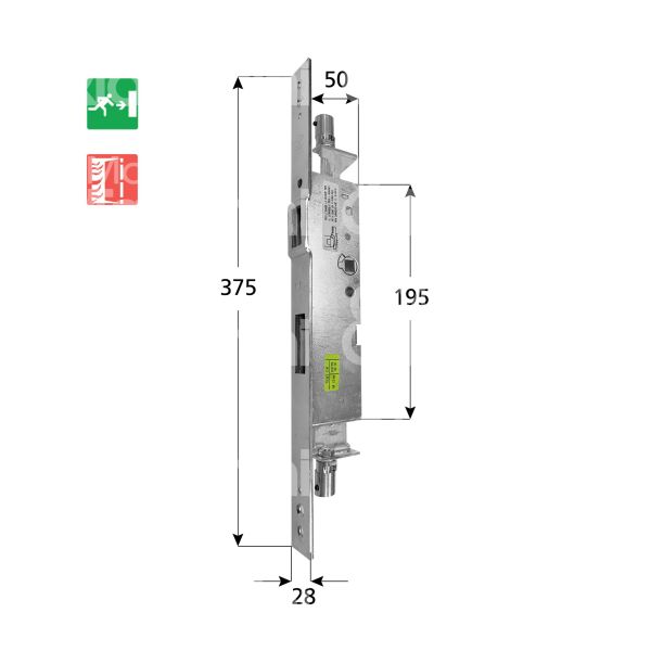 Cisa 43690400 controsseratura antipanico per montanti anta secondaria laterale entrata 40 quadro 9 1 mandate frontale quadro 28 x 375 dim. cassa 50 x 195