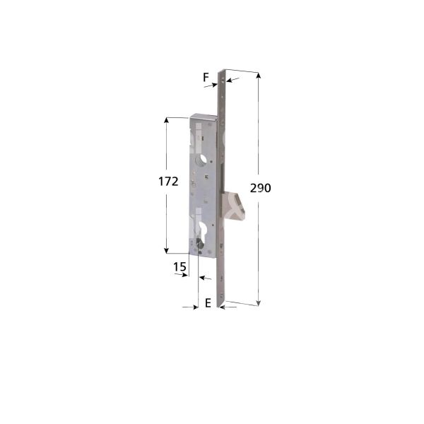 Cisa 46210250 serratura per montanti laterale solo catenaccio a caduta e 25 foro sagomato ambidestra 1 mandate