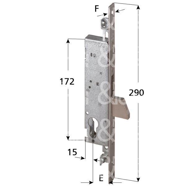 Cisa 46220250 serratura per montanti triplice solo catenaccio a caduta e 25 foro sagomato ambidestra 1 mandate