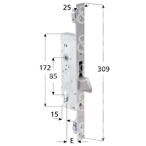 Cisa 46800250 serratura per persiane catenaccio a caduta triplice e 25 ambidestra cilindro sagomato 40 x 172