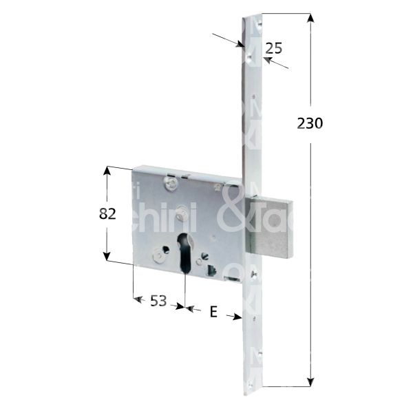 Cisa 56010500 serratura infilare per infissi legno/ferro 3 mandate cilindro sagomato 50 laterale solo catenaccio