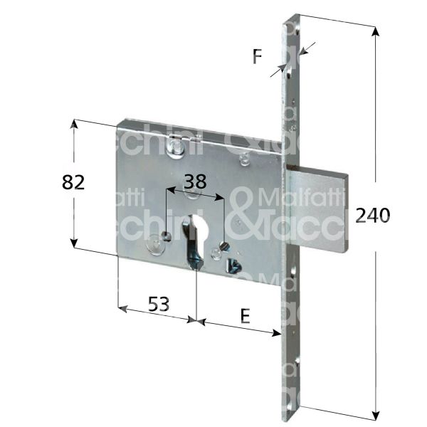 Cisa 56013500 serratura infilare per infissi legno/ferro 3 mandate cilindro sagomato 50 laterale solo catenaccio