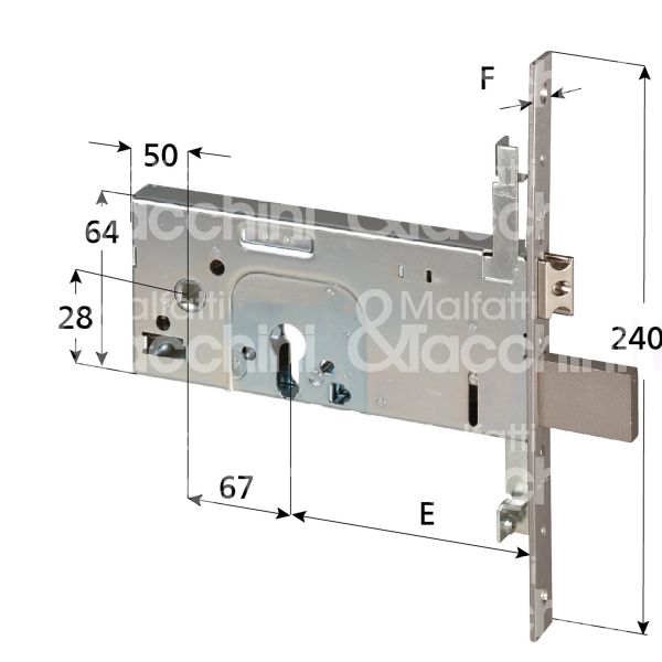 Cisa 56357100 serratura infilare per fasce 3 mandate cilindro sagomato 100 triplice catenaccio piÙ scrocco