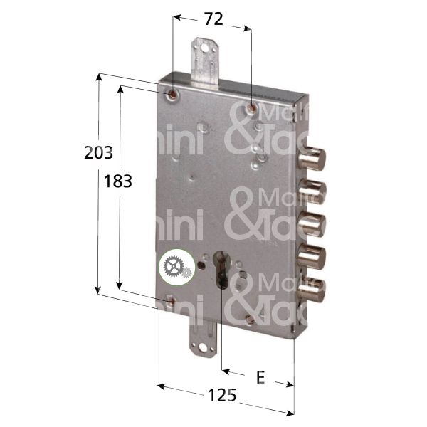 Cisa 56507480 serratura blindata a cilindro triplice e 64 ambidestra 5 catenacci int. cat. 28 sporg. 43,5