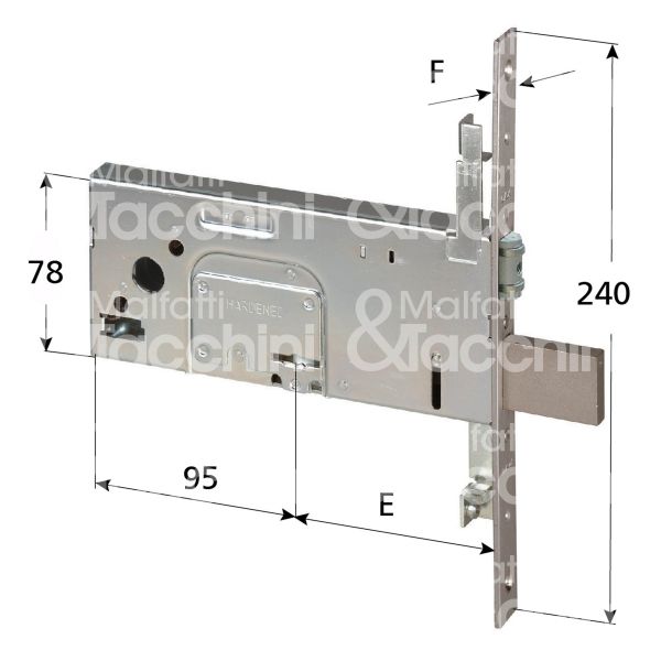 Cisa 57365100 serratura doppia mappa da infilare triplice e 100 rullo piÙ catenaccio 4 mandate ambidestra kd