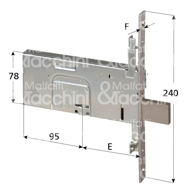 Cisa 57375100 serratura doppia mappa da infilare triplice e 100 solo catenaccio 4 mandate ambidestra kd