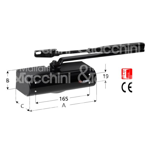 Cisa c141503087 chiudiporta aereodinamico a compasso oro forza 3 senza fermo portata kg max 60