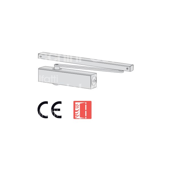 Cisa d520003097 chiudiporta aereodinamico a slitta a spingere alluminio forza 1÷4 senza fermo portata kg max 80