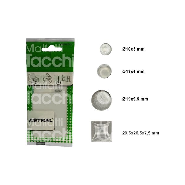 Astral feltrini par10 paracolpo adesivo art. par10 confezione 50 pz tondo materiale poliuretano misura mm Ø 10x3 trasparente