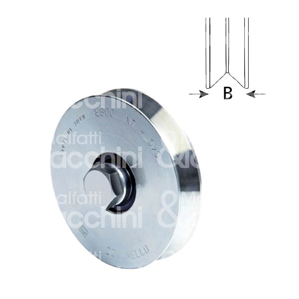 Comunello 300v090 ruota gola v art. 300v-90 acciaio zincato Ø mm 90 l mm 21 - 1 cuscinetto perno m 14 x 70 portata kg 210
