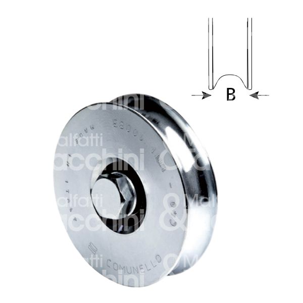 Comunello 310060 ruota gola semitonda art. 310-60 acciaio zincato Ø mm 60 l mm 16,5 - 1 cuscinetto perno m 10 x 45 portata kg 100