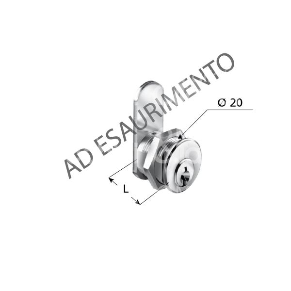 Corbin 2021500 serratura per selettori a leva Ø 20 lunghezza mm 16 ambidestra chiave piatta kd rotazione 90° + 90° 1 estrazione cromata