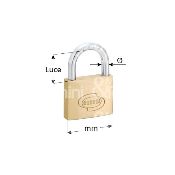 Corbin pl11040 lucchetto ad arco mm 40 chiave piatta cifratura kd