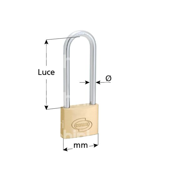 Corbin pl11230 lucchetto ad arco lungo mm 30 chiave piatta cifratura kd