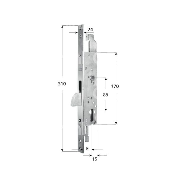 Corni 9881025 serratura per persiane catenaccio a caduta triplice e 25 ambidestra cilindro sagomato 40 x 170