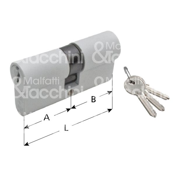 Cortellezzi 11662b cilindro sagomato chiave/chiave 31 x 31 = 62 mm chiave piatta profilo dx cifratura kd bianco