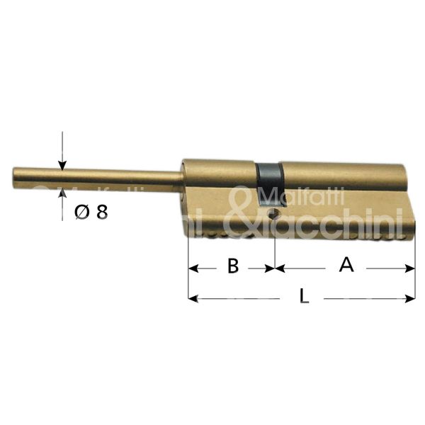 Cortellezzi 117c62c cilindro sagomato codolo rasabile 31 x 31 = 62 mm chiave piatta cifratura kd ottone satinato