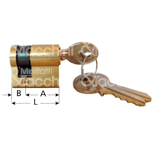 Cortellezzi 21135 mezzo cilindro sagomato 25 x 10 = 35 mm chiave piatta cifratura kd ottone nichelato