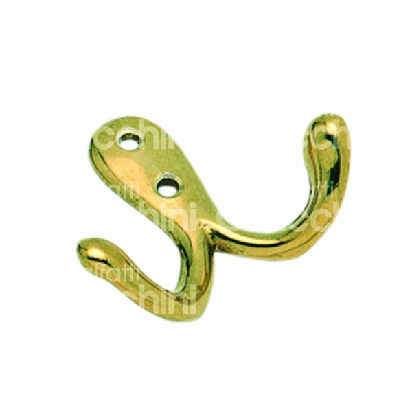 Cottali 61014olv gancio doppio cucina ottone lucido verniciato misura mm 40 x 19 x 50