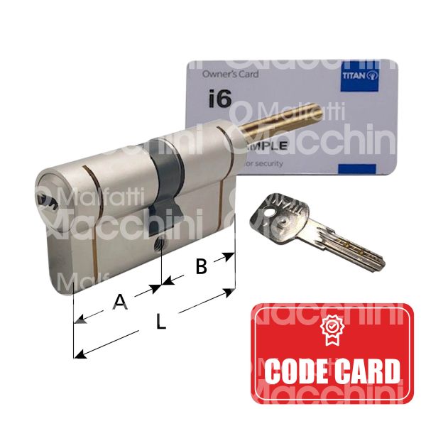 Cr qi630455ch cilindro sagomato codolo rasabile i6 45 x 30 = 75 mm chiave punzonata cifratura kd cromo satinato