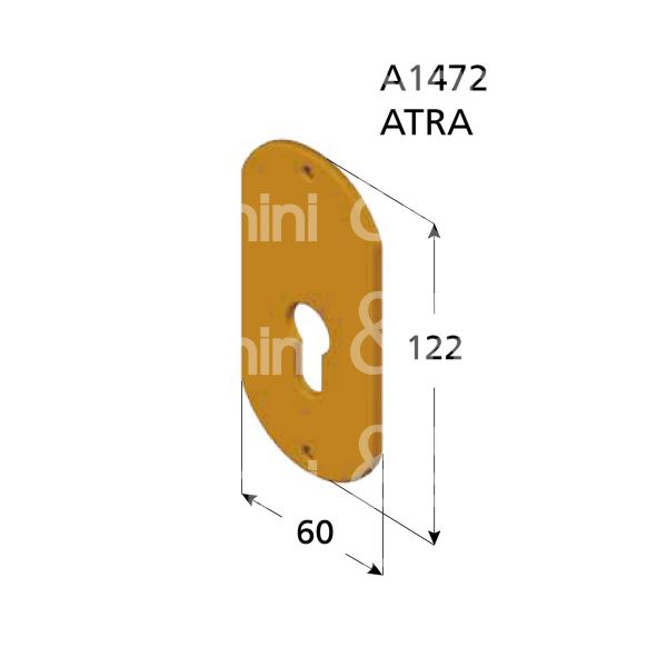 Disec a1472br mostrina foro sagomato alluminio bronzato mm 60 x 122