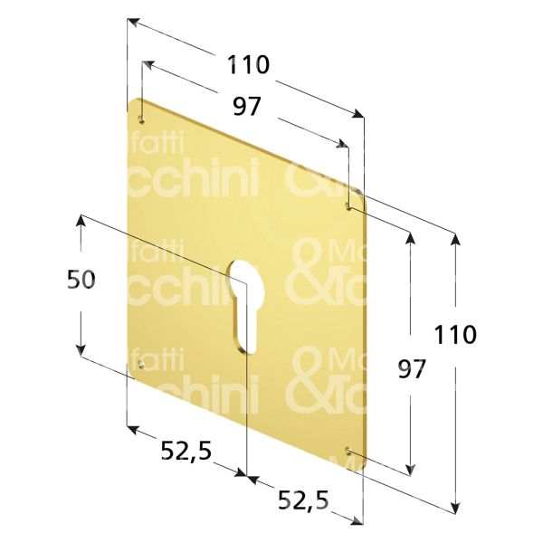 Disec a2493br mostrina foro sagomato alluminio bronzato mm 110 x 110