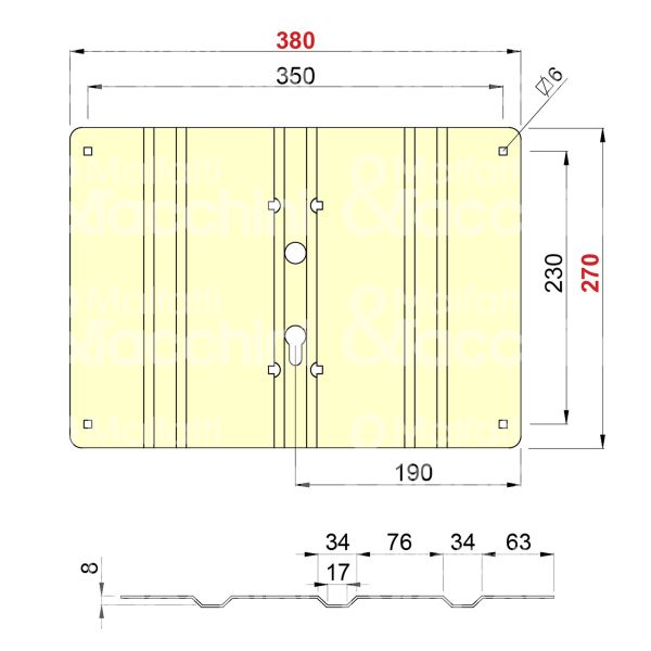 Disec a3580az piastra di rinforzo per basculante/serranda misura 270 x 380 zincato